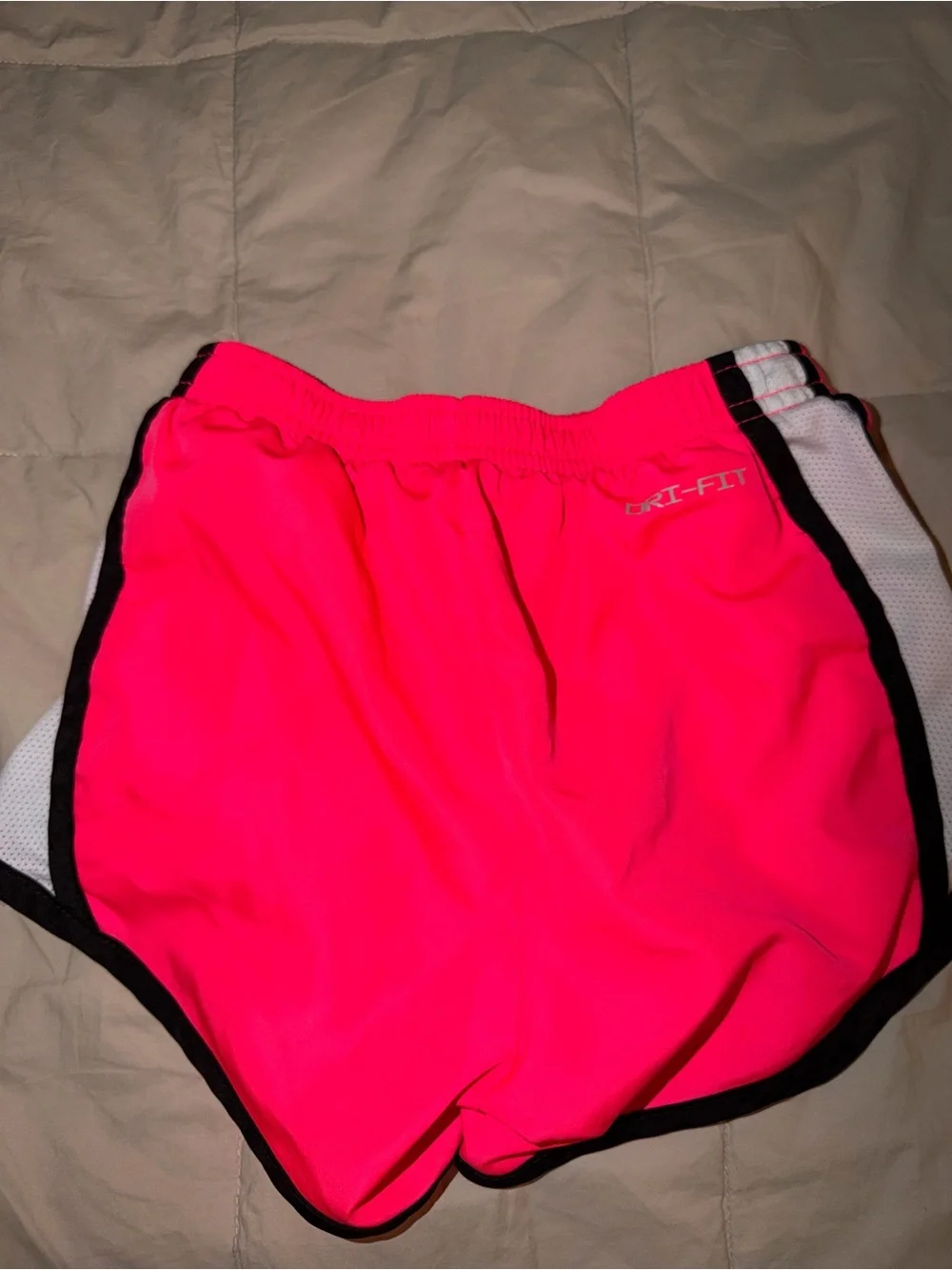 Nike Women's Neon Pink Athletic Shorts with Black Trim